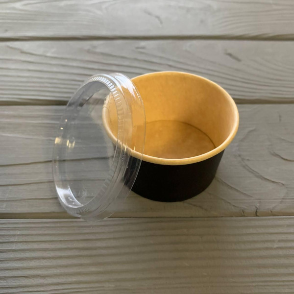 Соусник бумажный черный/крафт с крышкой 60мл D60(100шт/уп|1000шт/ящ) SPB60