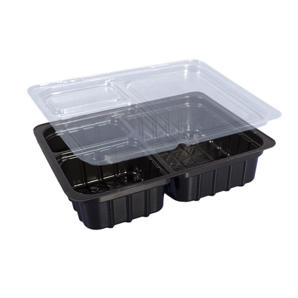 Соусник на 3 секції комплект чорне дно+кришка (600шт/ящ) IN16503 (ПС-66)(IN16503)