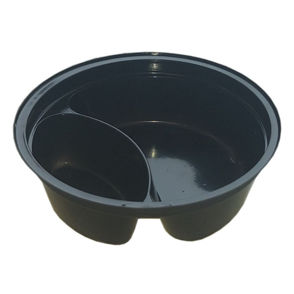 Соусник круглий на 2-ділення PET 122 чорний ⌀95х33 мм 120 мл без кришки (100шт/уп|1000шт/ящ) IN17446 (ПС-421)(IN17446)