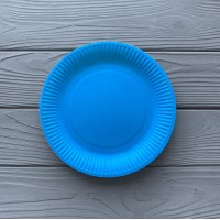 Тарілка картонна кругла D18см блакитна (50шт/уп)