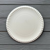 Паперова тарілка кругла біла Без ламінації 225мм (100шт/уп|2400шт/ящ) PTK225