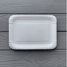 Тарелка картонная прямоугольная 15,5см х 21,5см Белая (50шт/уп) T1521W