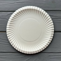 Бумажная тарелка круглая белая Без ламинации 185мм (100шт/уп|2400шт/ящ) TPK183