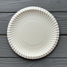 Паперова тарілка кругла біла Без ламінації 185мм (100шт/уп|2400шт/ящ) TPK183