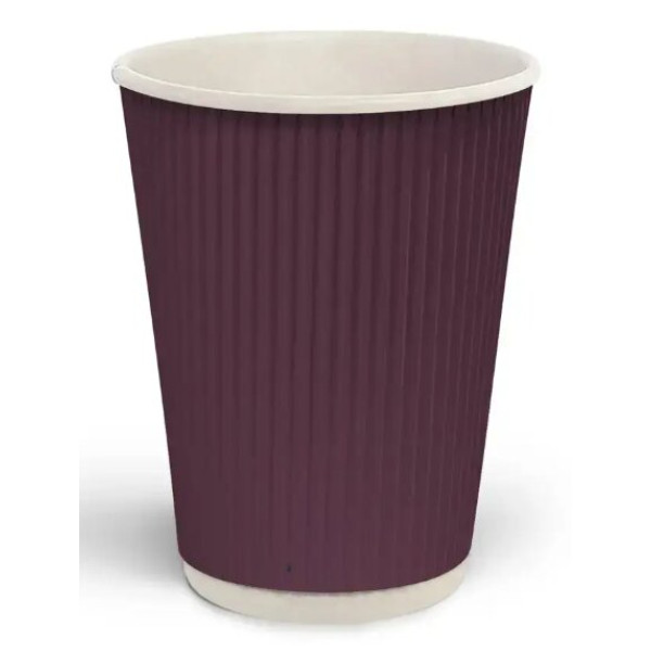 Стакан гофрированный 500 мл Бургунди (белая основа)
