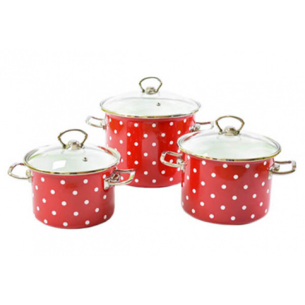 Каструля емальована 7л 1620/2 Червона полька Арт.44737