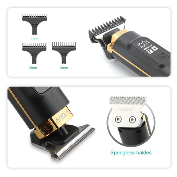 Машинка для стрижки VGR V-985 PLED Display, з 4 насадками, Тример Арт.49391