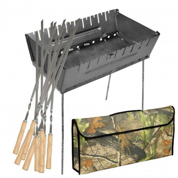 Мангал розкладний (кейс) товщина 2мм на 10 шампурів з чохлом.Арт.960109