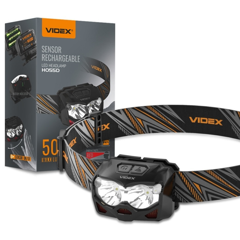 Фонарь налобный VLF-H055D 500Lm 5000K VIDEX Арт.27212