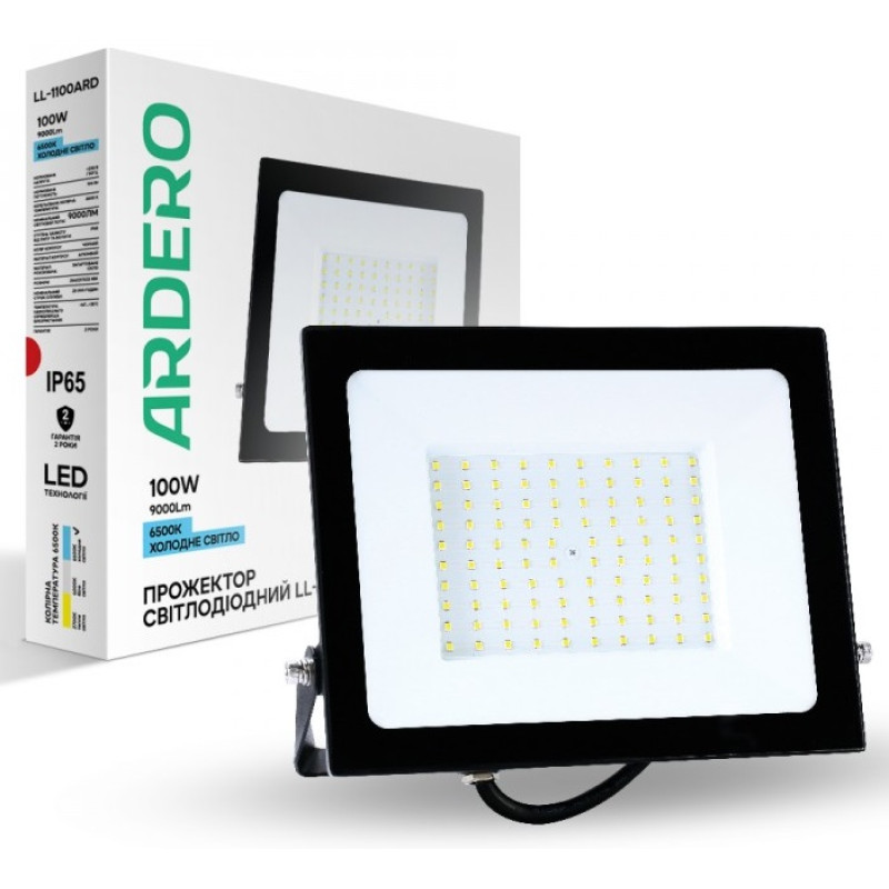 Прожектор світлодіодний Ardero LL-1100ARD 100W 9000Lm 6500К чорний Арт.005534