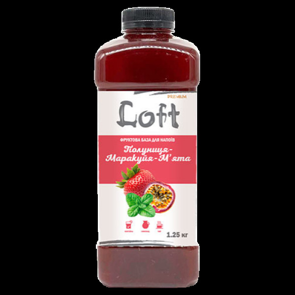 Фруктова база для напоїв Loft Полуниця-Маракуя-М'ята пляшка 1,25л(FBL4)