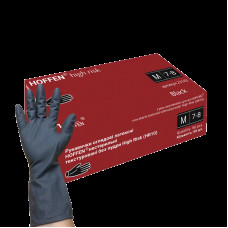 Рукавички латексні неприпудрені чорні Hoffen high risk M (25пар/уп|10уп/ящ)(23143)
