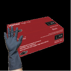 Рукавички латексні неприпудрені чорні Hoffen high risk L (25пар/уп|10уп/ящ)(23144)