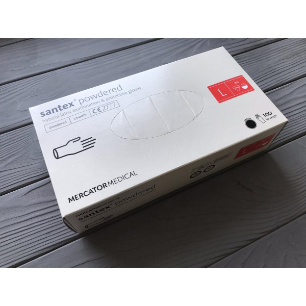Рукавички латексні Santex Powdered L 100 шт