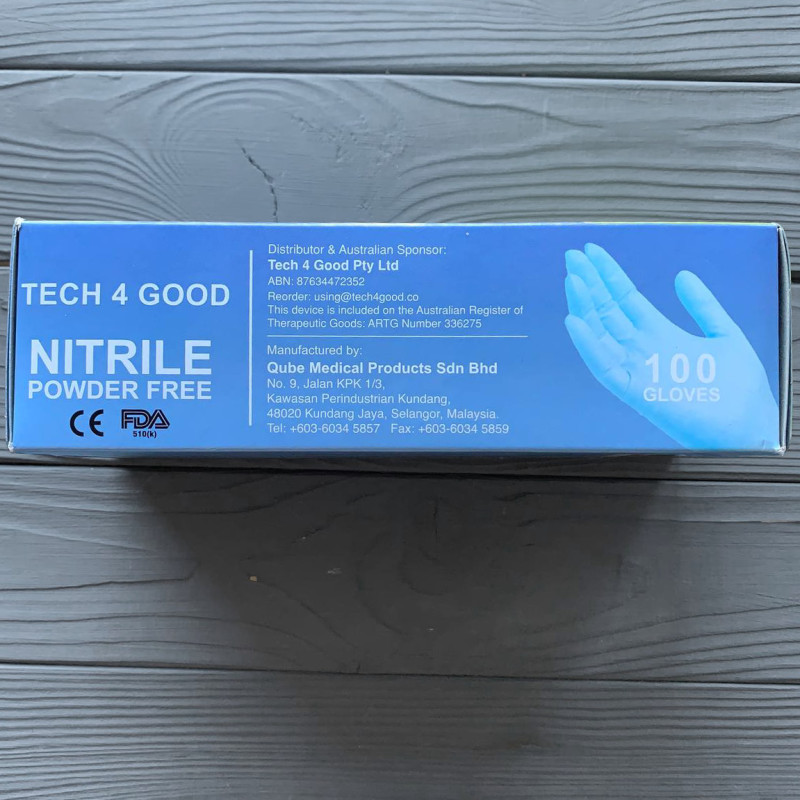Перчатки нітрилові Tech4Good сині розмір XL (100шт/уп)