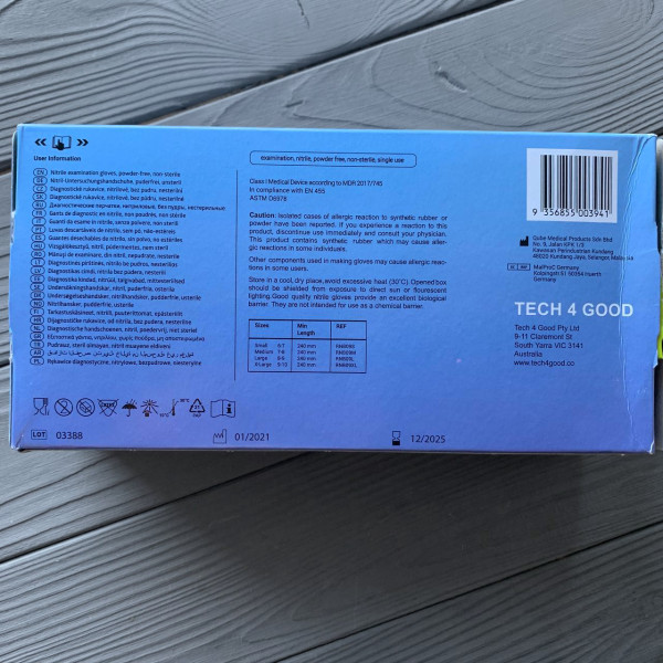 Перчатки нітрилові Tech4Good сині розмір XL (100шт/уп)