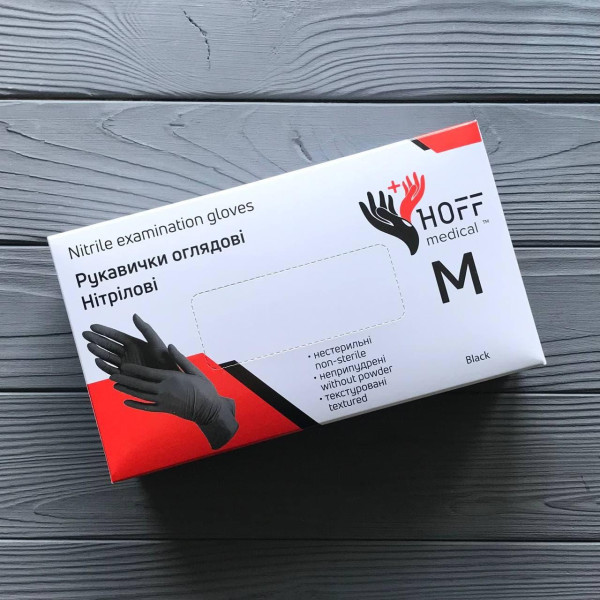 Перчатки нитриловые черные размер M
