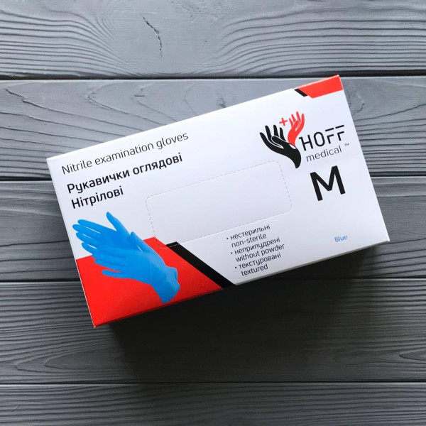 Перчатки нитриловые голубые размер M