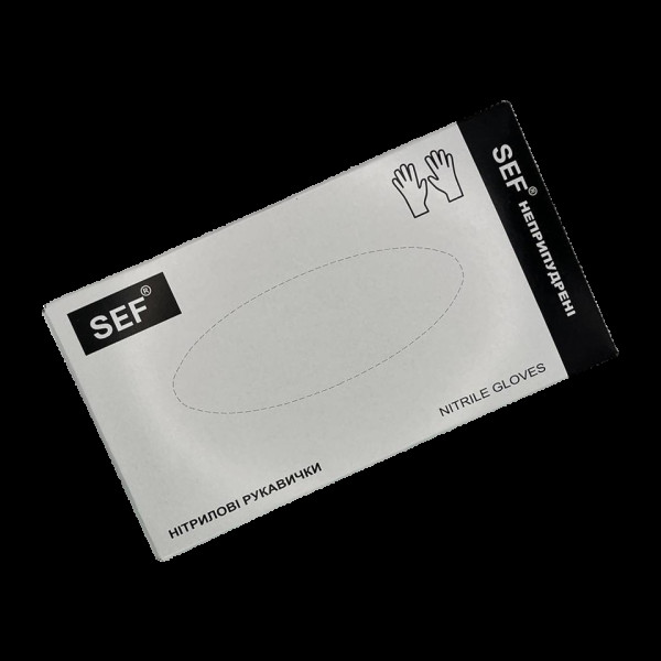 SEF Перчатки нитриловые нестерильные неприпудренные Черные (3,5г.) роз.XL (100шт/уп) Арт.259805

