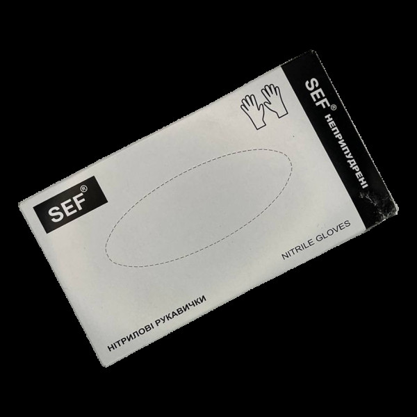SEF Перчатки нитриловые нестерильные неприпудренные Черные (4г.) роз.L (100шт/уп) Арт.259304
