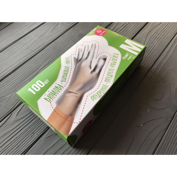 Рукавички ZPT вінілові опудрені, 100 шт М