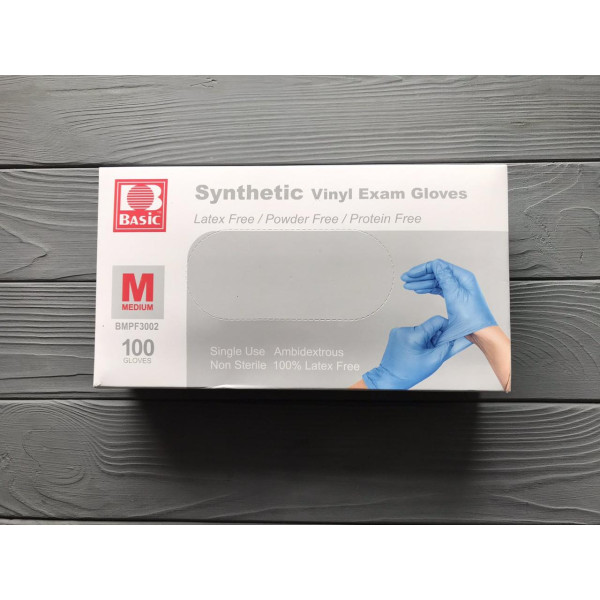 Рукавички вінілові сині М 100 шт