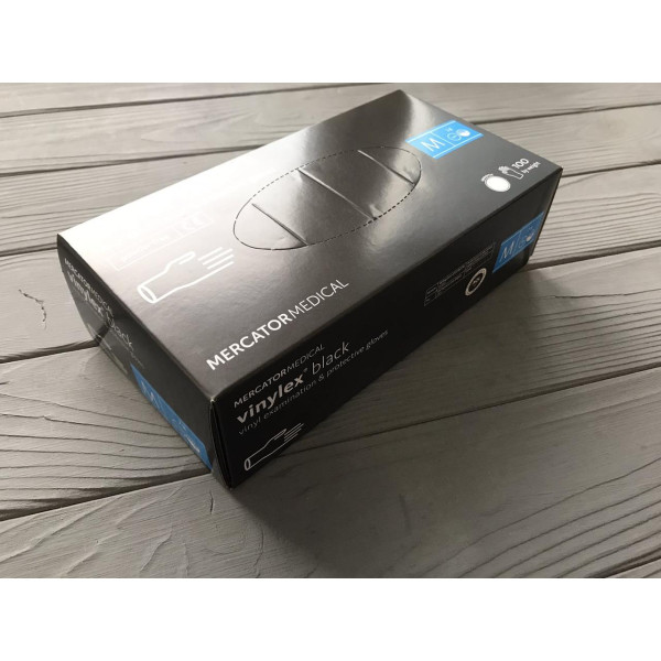 Рукавички вінілові "Vinylex black" чорні M 100 шт