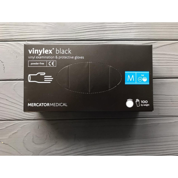 Рукавички вінілові "Vinylex black" чорні M 100 шт
