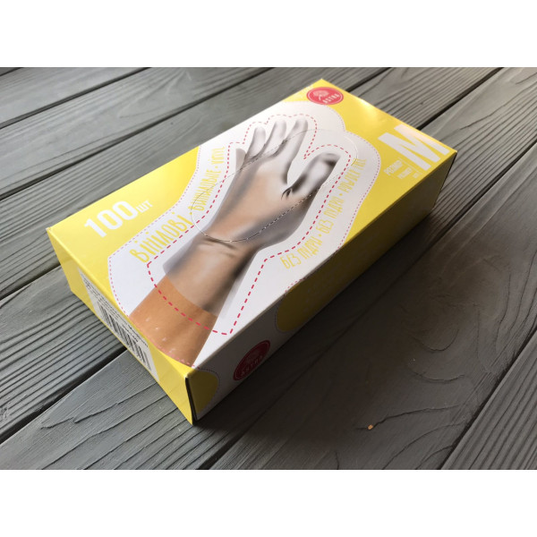 Рукавички ZPT вінілові без пудри, 100 шт М