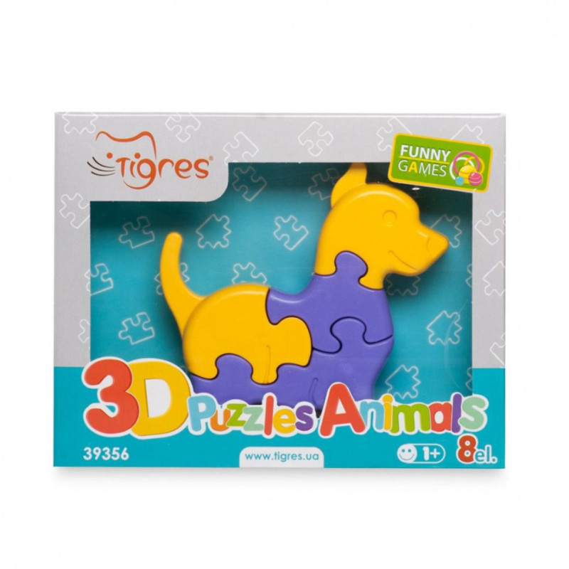 Игрушка развивающиая 3D пазлы Животные 39356, 3 вида