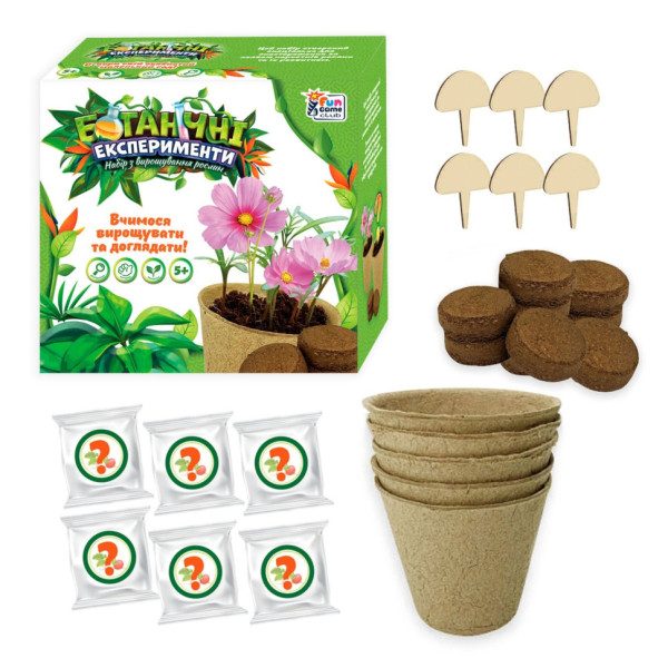Ботанические эксперименты 82092 грунт, горшки, таблички, семена(82092)
