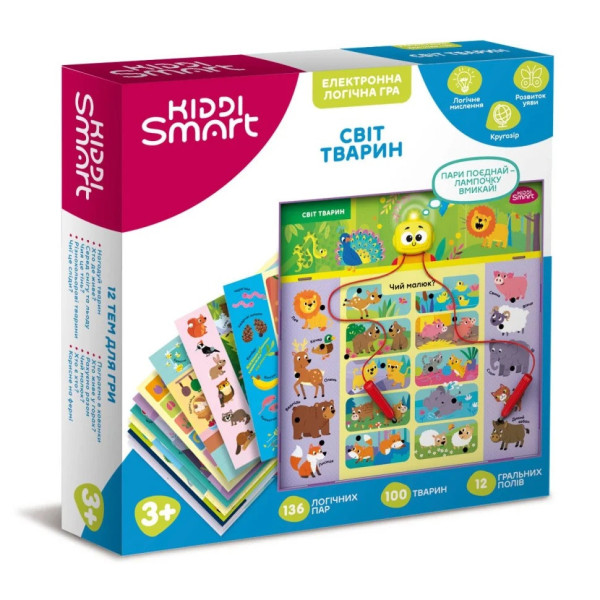 Електронна логічна гра «Вікторина світ тварин» Kiddi Smart 157-A-001-UA зі світлом і звуком (157-A-001-UA)