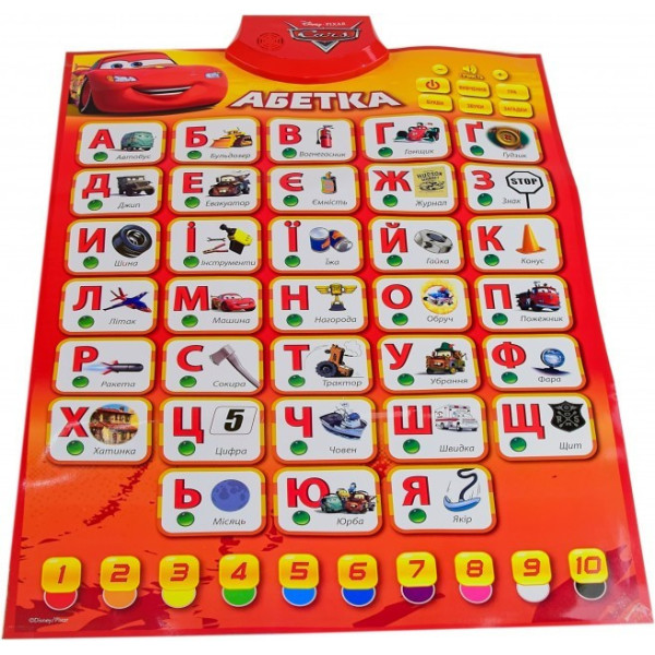 Интерактивный обучающий плакат "Абетка" Cars KI-7734 на укр. языке