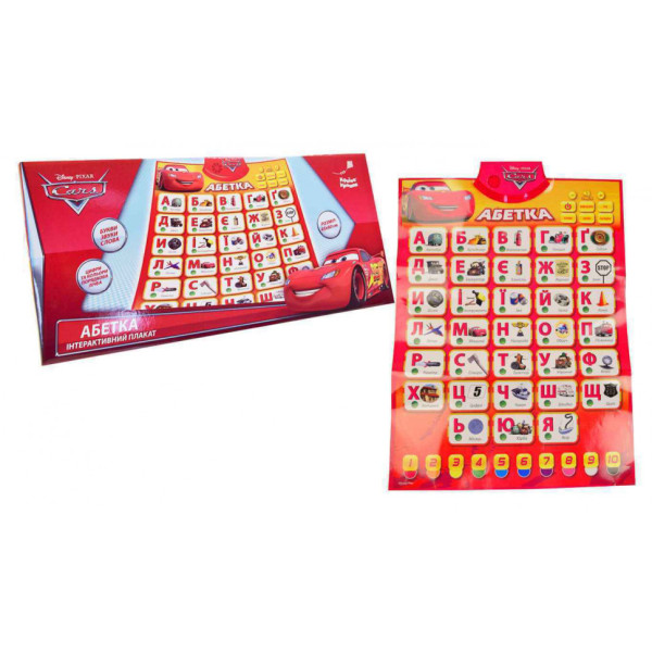 Интерактивный обучающий плакат "Абетка" Cars KI-7734 на укр. языке