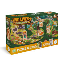 Детский пазл с деревянными фигурками "Кто живет в лесу?" 300608, 16 элементов(300608)