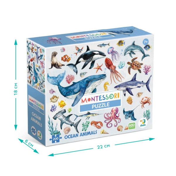 Дитячий пазл Монтессорі "Океанічні тварини" 300630, 200 елементів (300630)