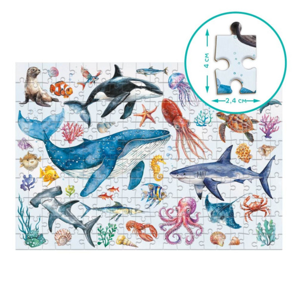 Детский пазл Монтессори "Океанические животные" 300630, 200 элементов(300630)