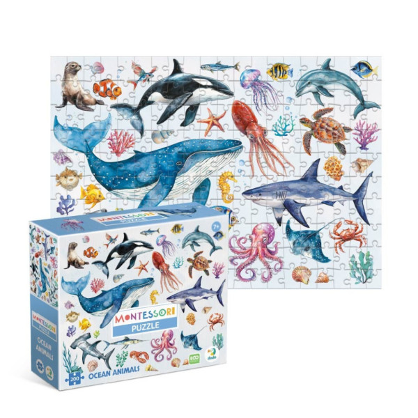 Детский пазл Монтессори "Океанические животные" 300630, 200 элементов(300630)