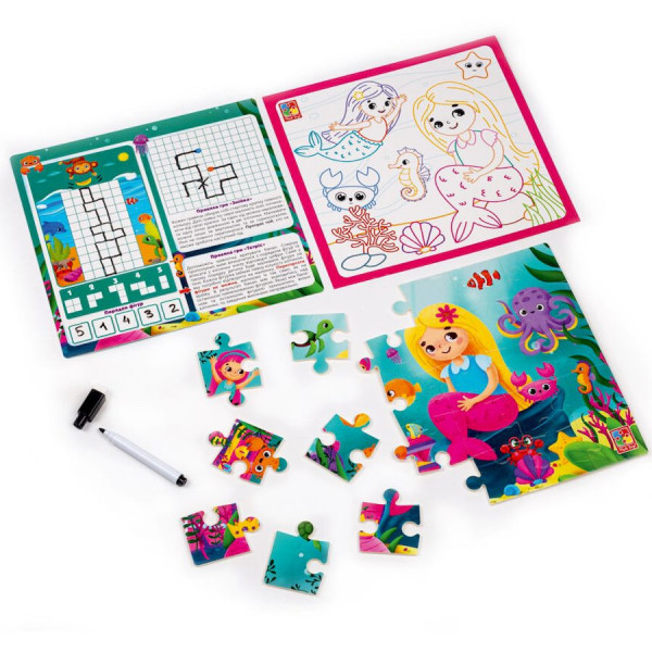 Розвиваючий набір 4 в 1 "Русалоньки" VT2002-04 пазл, розмальовка, маркер (VT2002-04)