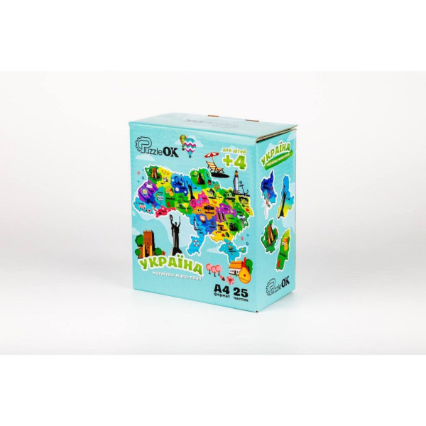 Деревянный магнитный пазл А4 "Карта Украины" PuzA4-22926, 25 элементов(PuzA4-22926)