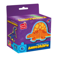 Дитячі магнітні пазли "Динозаври" VT1733-01, 6 картинок (VT1733-01)