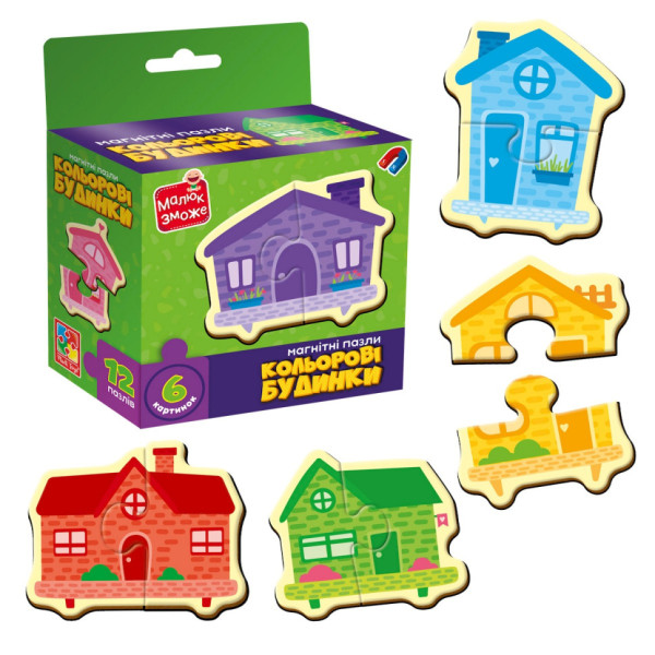 Дитячі магнітні пазли "Кольорові будинки" VT1733-03, 6 картинок (VT1733-03)