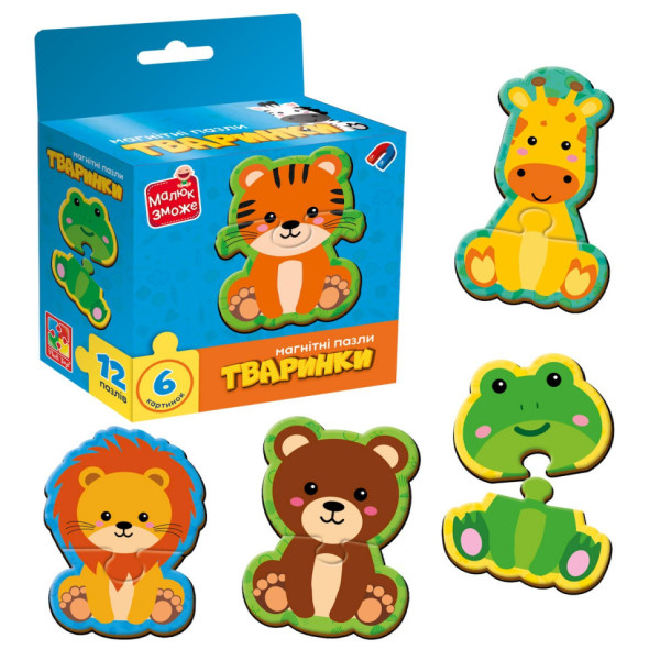Дитячі магнітні пазли "Тваринки" VT1733-04, 6 картинок (VT1733-04)
