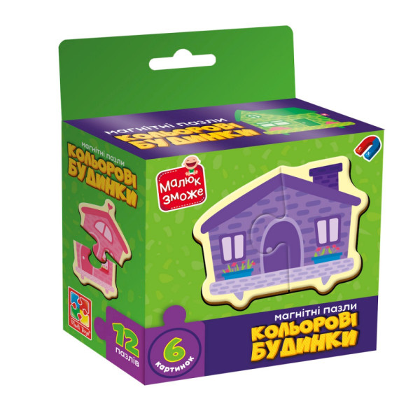 Детские магнитные пазлы "Цветные дома" VT1733-03, 6 картинок(VT1733-03)