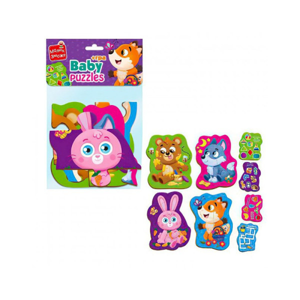 Пазлы макси с игрой Малыш Сможет «Лесные звери» Vladi Toys VT1722-22 Укр(VT1722-22)