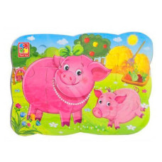 Дитячі пазли на магніті "Свиня і порося" А5 VT3205-77, 12 елементів (VT3205-77)