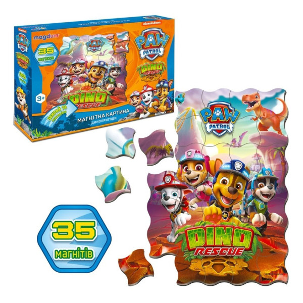 Дитячі магнітні пазли "Щенячий патруль Динопригода" ML4034-35, 35 магнітних елементів (ML4034-35)