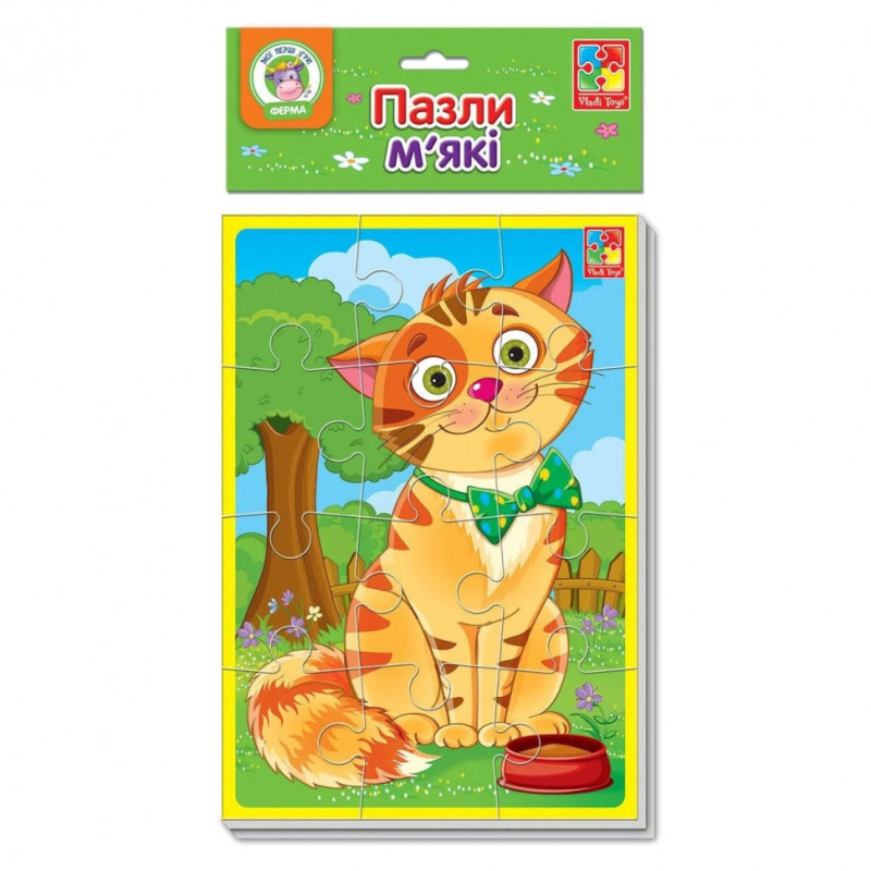 Детские мягкие пазлы "Котик и песик" VT1103-43 формата А5