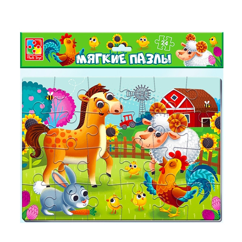 М'які пазли "Ферма"  A4 Vladi Toys VT1102-23, 24 ел