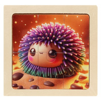 Дитячий дерев'яний пазл-вкладиш "Морський їжак" MD 1509-2, 6 елементів 9,8 х 9,8 х 0,4 см (MD 1509-2)